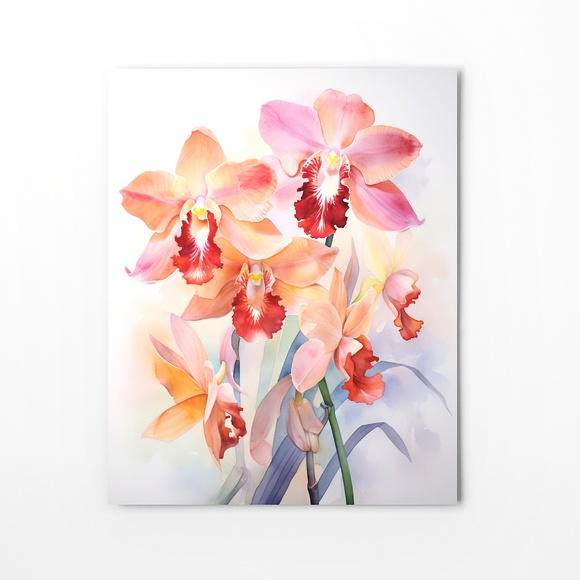 Watercolor Orchids Wall Art Illustration Print Poster Unframed - Picture 6 of 6